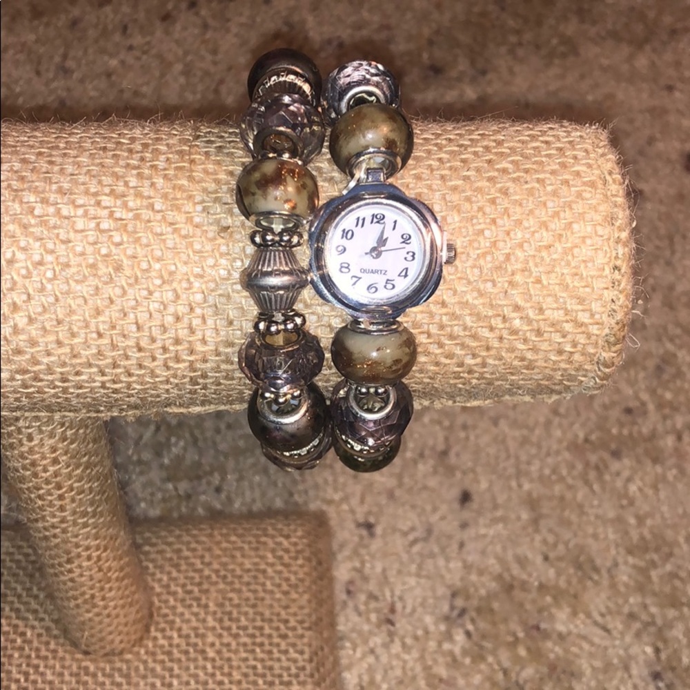 Beaded watch bracelet